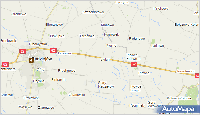 mapa Skibin gmina Radziejów, Skibin gmina Radziejów na mapie Targeo