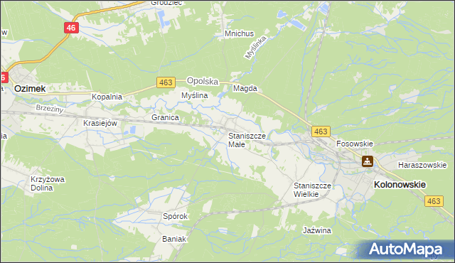 mapa Staniszcze Małe, Staniszcze Małe na mapie Targeo