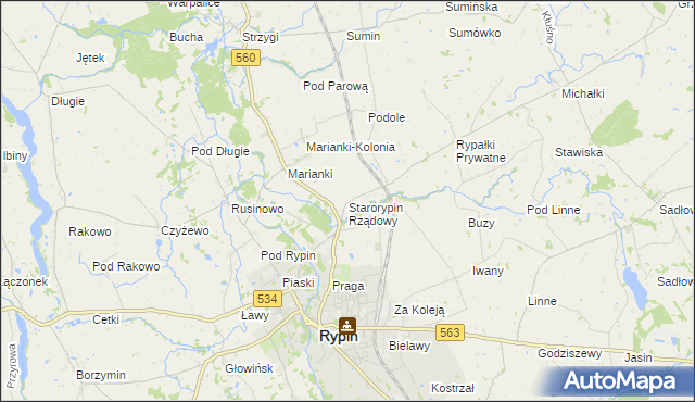 mapa Starorypin Rządowy, Starorypin Rządowy na mapie Targeo