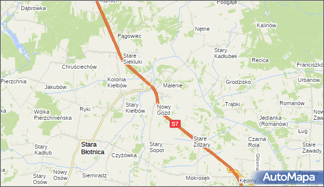 mapa Stary Gózd, Stary Gózd na mapie Targeo