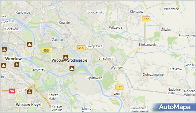 mapa Strachocin gmina Wrocław, Strachocin gmina Wrocław na mapie Targeo