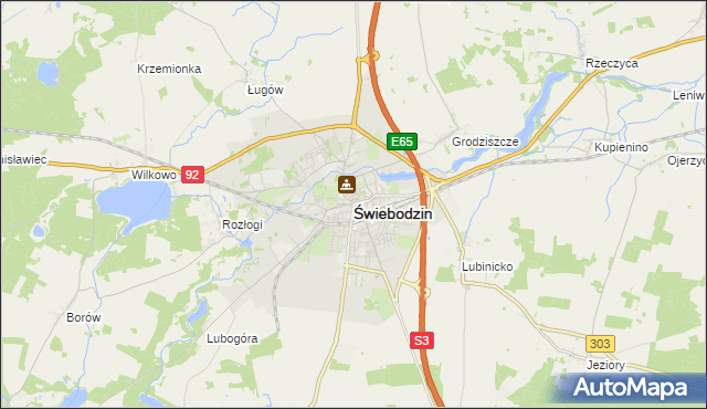 mapa Świebodzin, Świebodzin na mapie Targeo