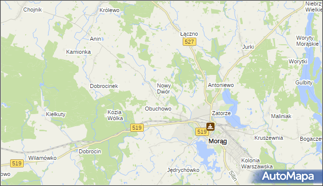 mapa Szymanowo gmina Morąg, Szymanowo gmina Morąg na mapie Targeo