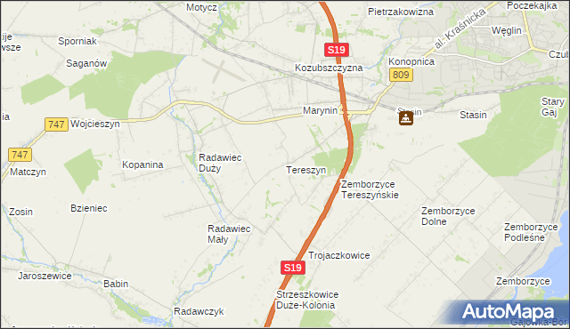 mapa Tereszyn, Tereszyn na mapie Targeo