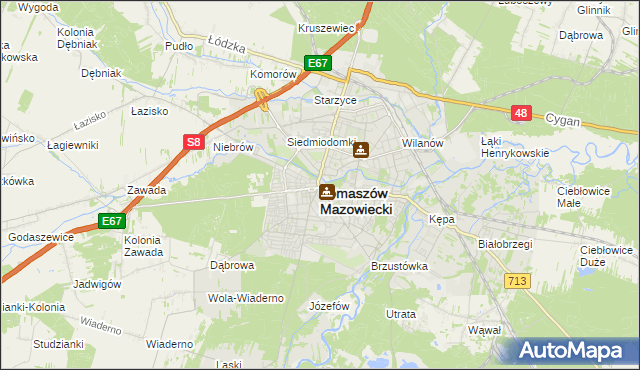 mapa Tomaszów Mazowiecki, Tomaszów Mazowiecki na mapie Targeo