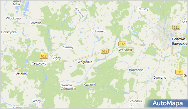 mapa Wągniki gmina Górowo Iławeckie, Wągniki gmina Górowo Iławeckie na mapie Targeo