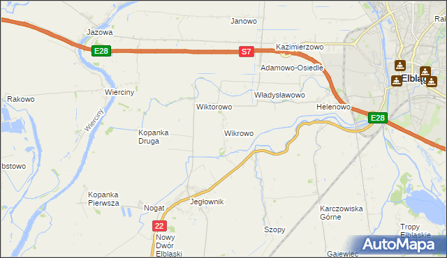 mapa Wikrowo gmina Gronowo Elbląskie, Wikrowo gmina Gronowo Elbląskie na mapie Targeo