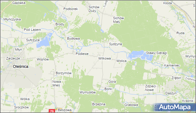 mapa Wilkowa gmina Łubnice, Wilkowa gmina Łubnice na mapie Targeo