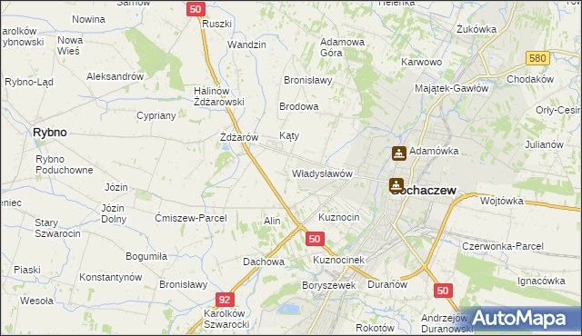 mapa Władysławów gmina Sochaczew, Władysławów gmina Sochaczew na mapie Targeo