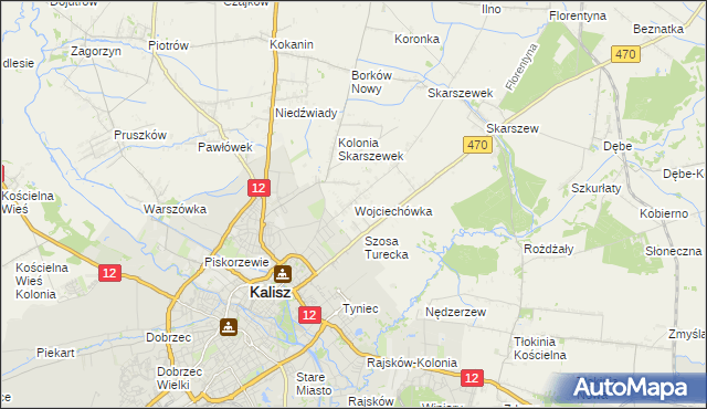 mapa Wojciechówka gmina Żelazków, Wojciechówka gmina Żelazków na mapie Targeo
