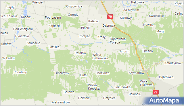 mapa Wólka Dąbrowska, Wólka Dąbrowska na mapie Targeo