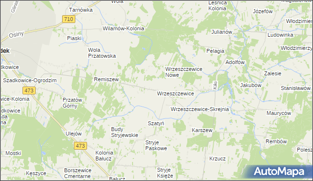 mapa Wrzeszczewice, Wrzeszczewice na mapie Targeo