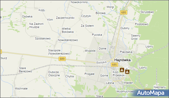 mapa Wygoda gmina Hajnówka, Wygoda gmina Hajnówka na mapie Targeo