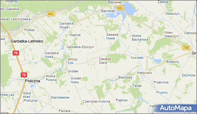 mapa Zawada Stara, Zawada Stara na mapie Targeo