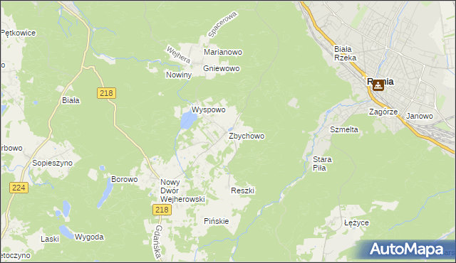 mapa Zbychowo, Zbychowo na mapie Targeo