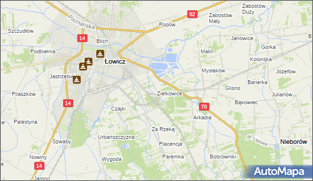 mapa Zielkowice, Zielkowice na mapie Targeo