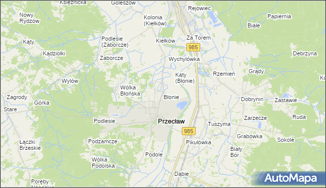 mapa Błonie gmina Przecław, Błonie gmina Przecław na mapie Targeo