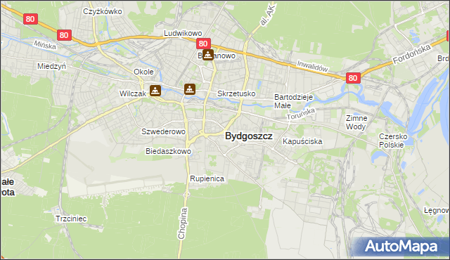 mapa Bydgoszczy, Bydgoszcz na mapie Targeo