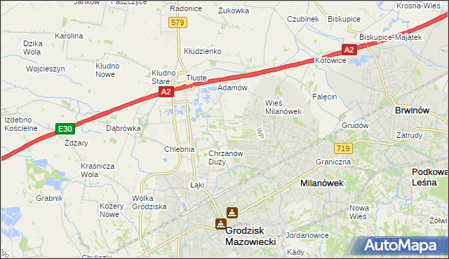 mapa Chrzanów Mały, Chrzanów Mały na mapie Targeo