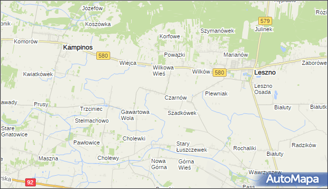 mapa Czarnów gmina Leszno, Czarnów gmina Leszno na mapie Targeo