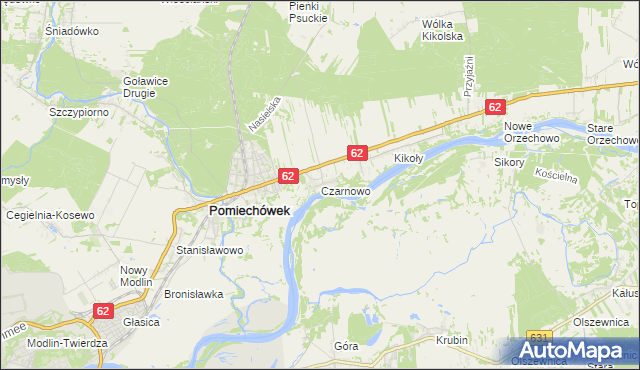 mapa Czarnowo gmina Pomiechówek, Czarnowo gmina Pomiechówek na mapie Targeo