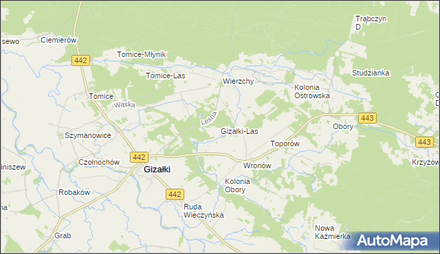 mapa Gizałki-Las, Gizałki-Las na mapie Targeo