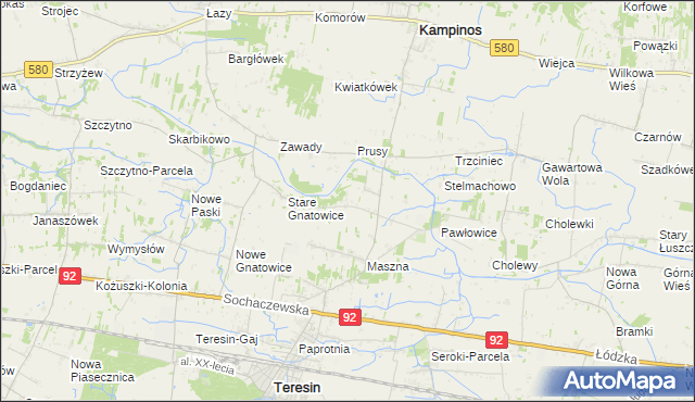 mapa Izbiska gmina Teresin, Izbiska gmina Teresin na mapie Targeo