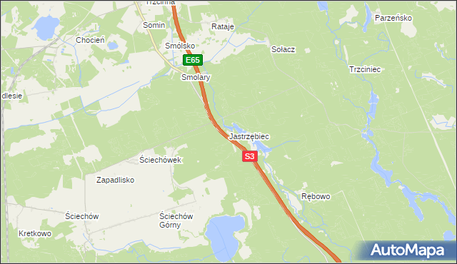 mapa Jastrzębiec gmina Lubiszyn, Jastrzębiec gmina Lubiszyn na mapie Targeo