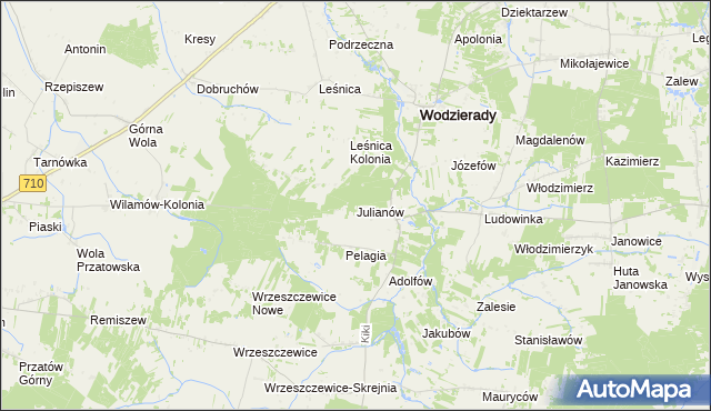 mapa Julianów gmina Wodzierady, Julianów gmina Wodzierady na mapie Targeo