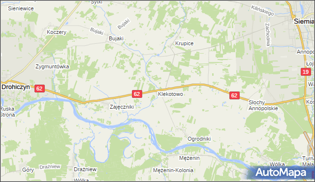 mapa Klekotowo gmina Siemiatycze, Klekotowo gmina Siemiatycze na mapie Targeo