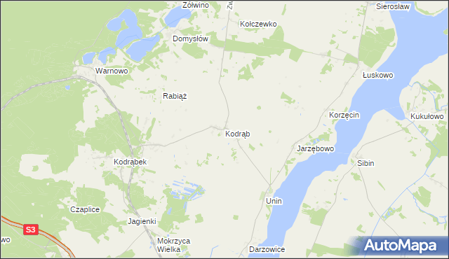 mapa Kodrąb gmina Wolin, Kodrąb gmina Wolin na mapie Targeo