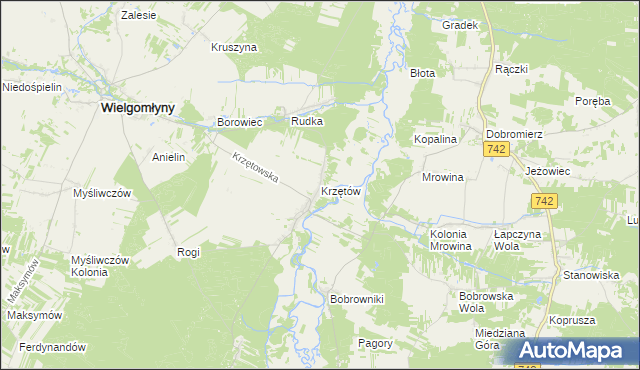 mapa Krzętów, Krzętów na mapie Targeo