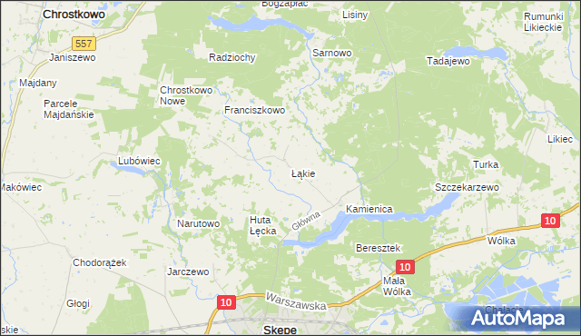 mapa Łąkie gmina Skępe, Łąkie gmina Skępe na mapie Targeo