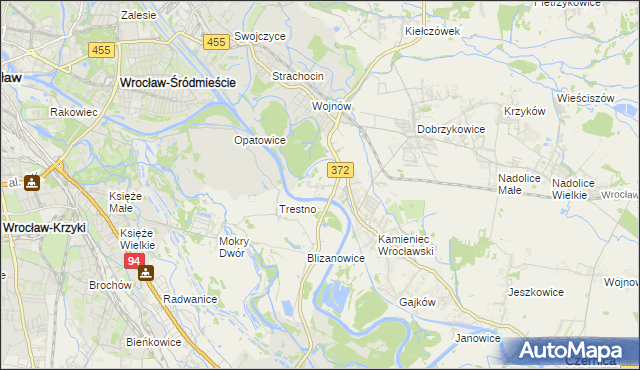 mapa Łany gmina Czernica, Łany gmina Czernica na mapie Targeo