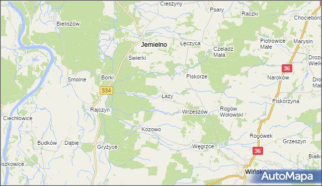 mapa Łazy gmina Wińsko, Łazy gmina Wińsko na mapie Targeo
