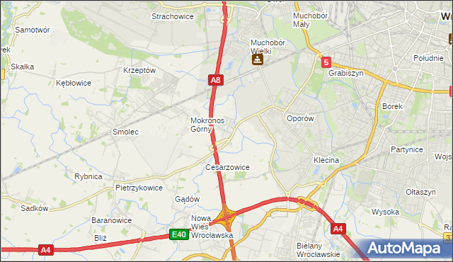 mapa Mokronos Dolny, Mokronos Dolny na mapie Targeo