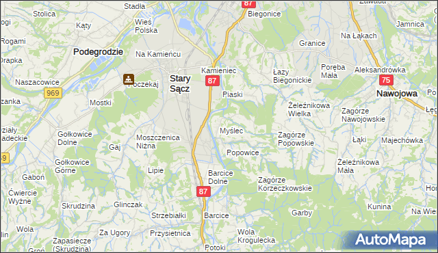 mapa Myślec, Myślec na mapie Targeo