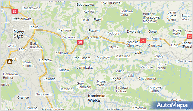 mapa Mystków, Mystków na mapie Targeo