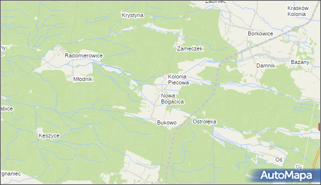 mapa Nowa Bogacica, Nowa Bogacica na mapie Targeo