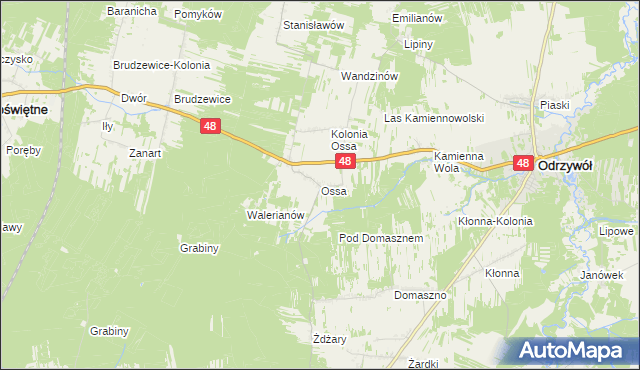 mapa Ossa gmina Odrzywół, Ossa gmina Odrzywół na mapie Targeo