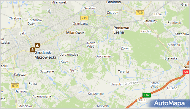 mapa Owczarnia gmina Brwinów, Owczarnia gmina Brwinów na mapie Targeo