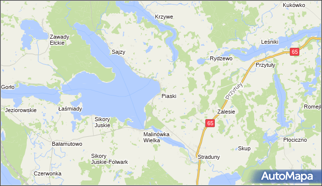 mapa Piaski gmina Ełk, Piaski gmina Ełk na mapie Targeo