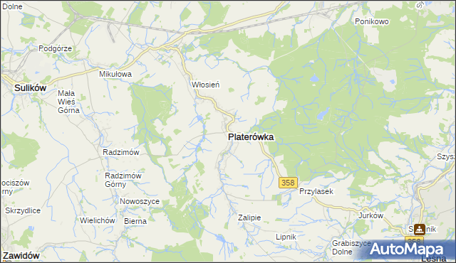 mapa Platerówka, Platerówka na mapie Targeo