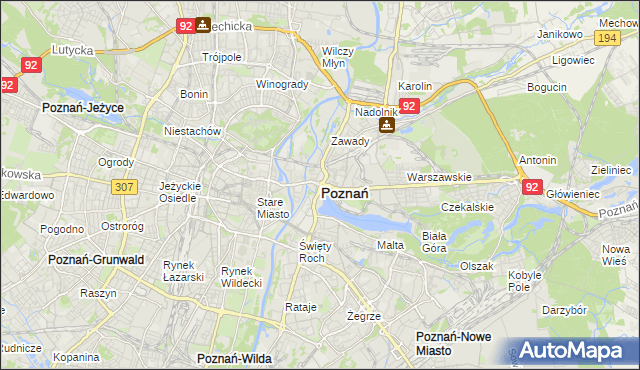 mapa Poznania, Poznań na mapie Targeo