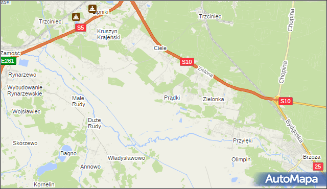 mapa Prądki, Prądki na mapie Targeo