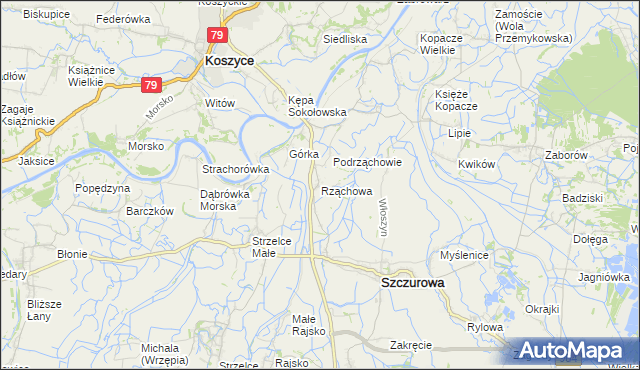 mapa Rząchowa, Rząchowa na mapie Targeo