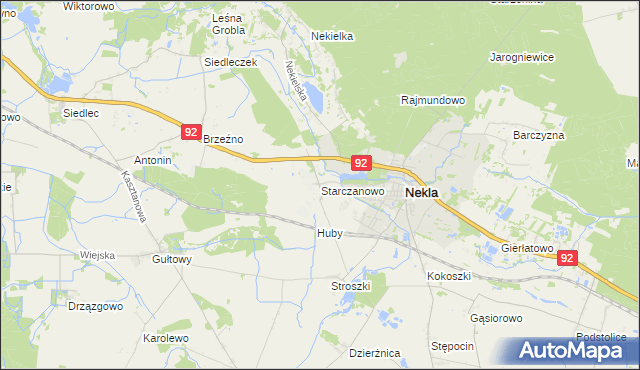 mapa Starczanowo gmina Nekla, Starczanowo gmina Nekla na mapie Targeo