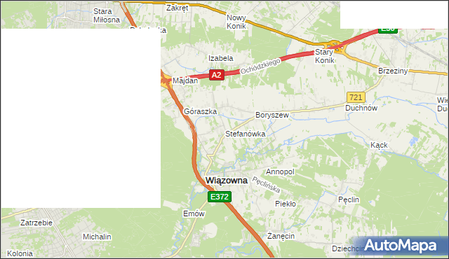 mapa Stefanówka gmina Wiązowna, Stefanówka gmina Wiązowna na mapie Targeo