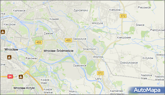 mapa Strachocin gmina Wrocław, Strachocin gmina Wrocław na mapie Targeo