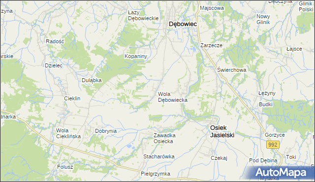 mapa Wola Dębowiecka, Wola Dębowiecka na mapie Targeo
